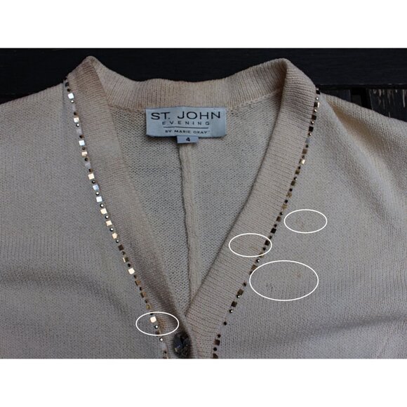 St John Evening - Women's Santana Knit Dinner Jacket w/Cristals, sz 4, Flaws - Picture 10 of 10